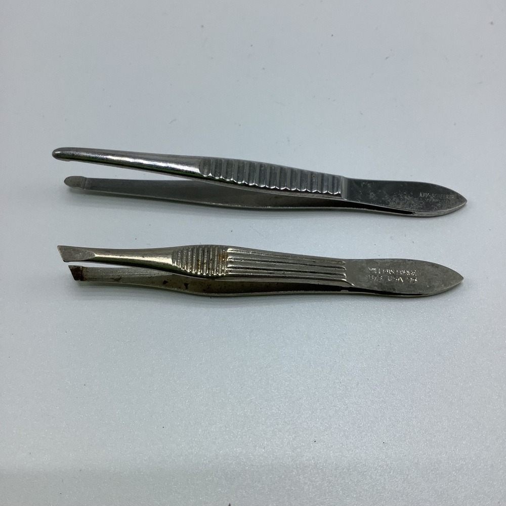 Vintage Tweezers Angled & Rounded Millers Forge USA & KNY Sheerer‎ Germany